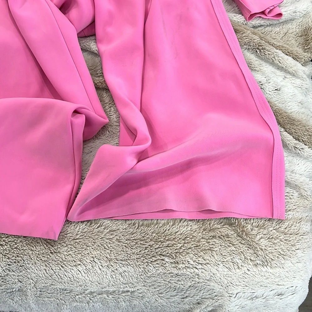 Norma Kamali Single Breasted Straight Leg Jumpsuit in Candy Pink - Picture 10 of 11